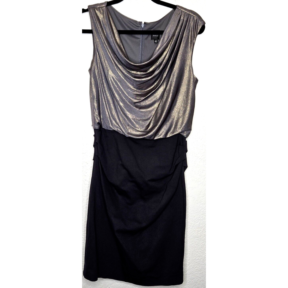 Saks Fifth Avenue Dress Womens 6 Black Silver Metallic Mini New Years Party